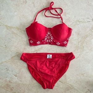 Bandanna Print Corset Bikini Set
